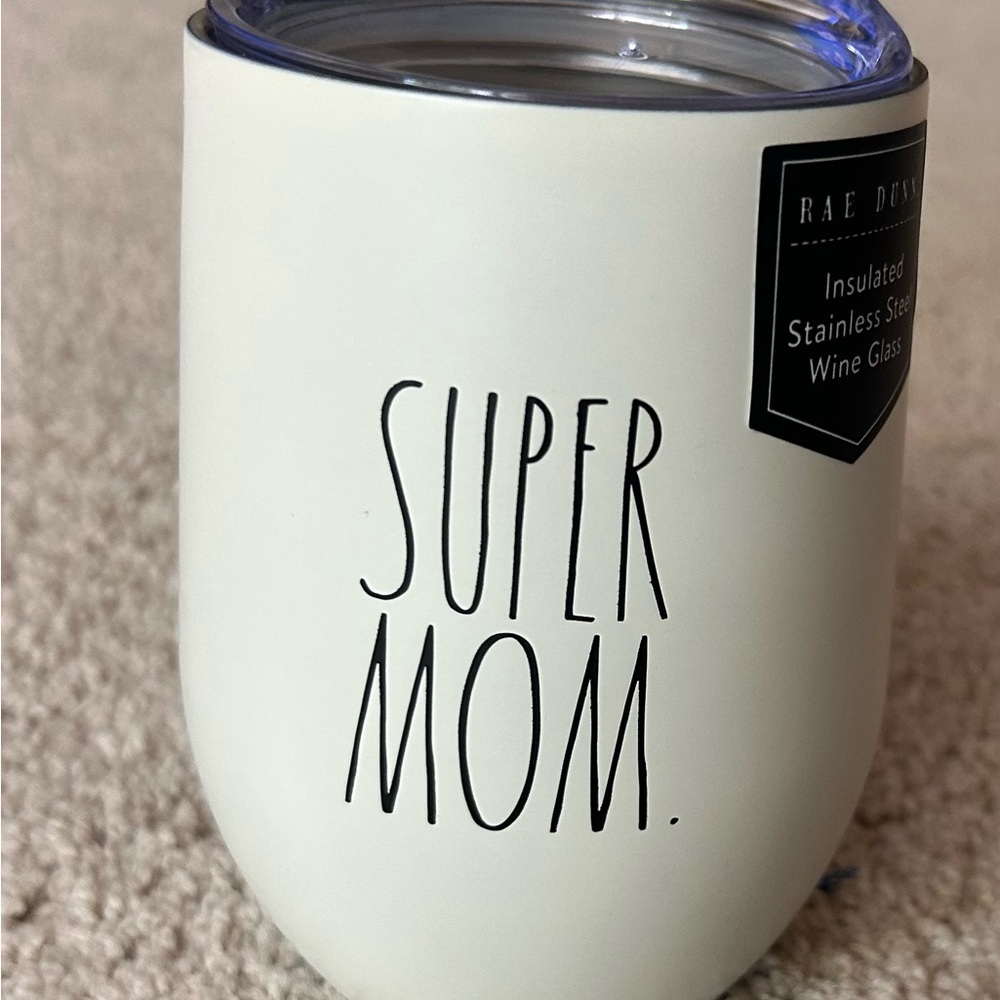 Rae Dunn White Insulated Wine Tumbler - Super Mom